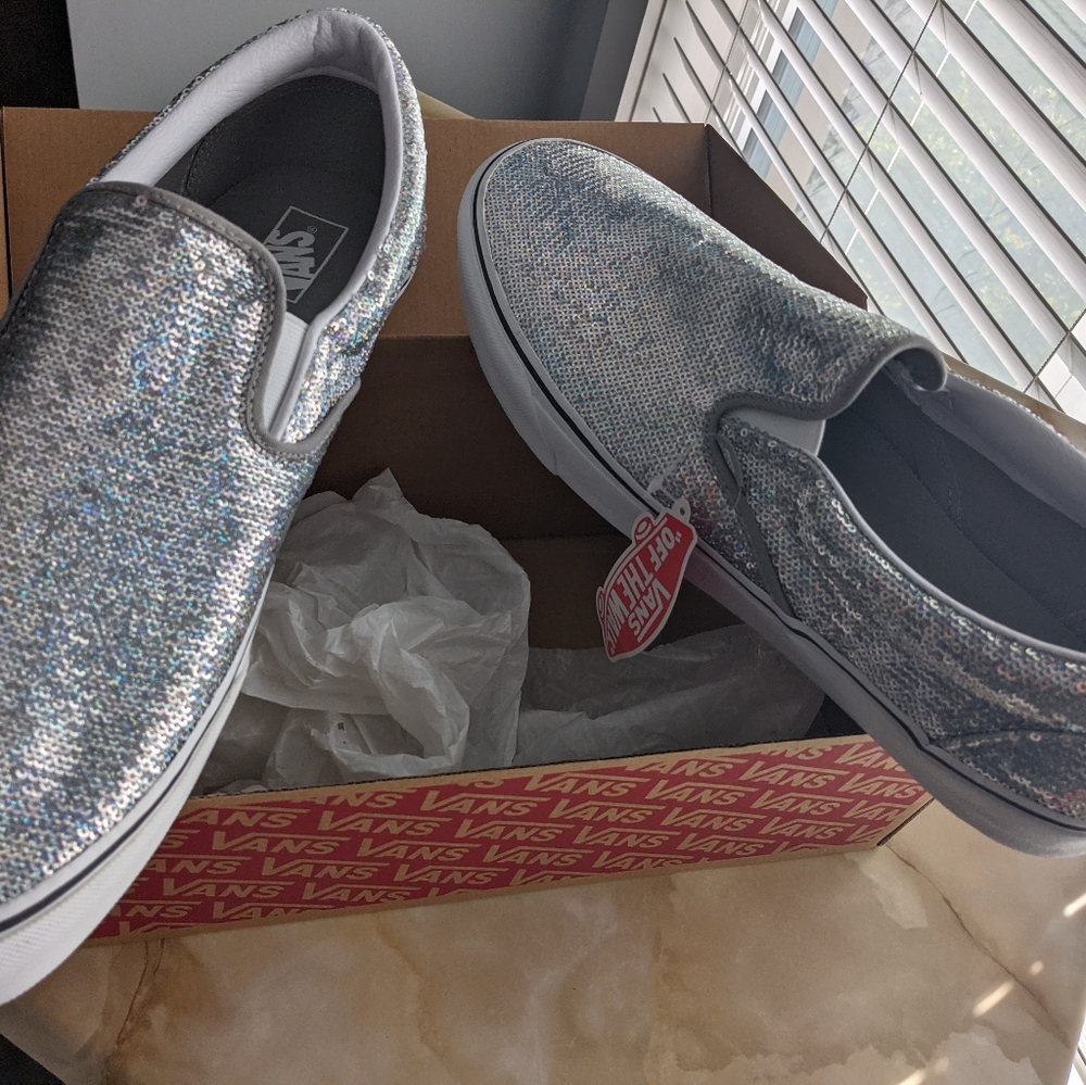Brand new Vans size 16 in silver